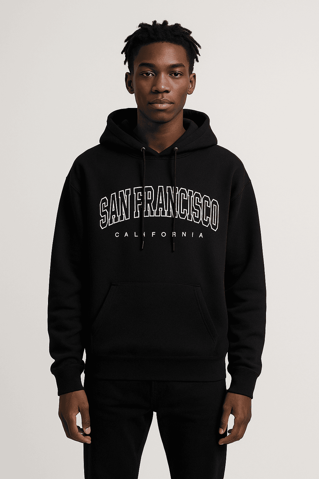 Original product shot of a black hoodie